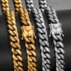 Factory Hip Hop Jewelry Men 8-14mm 18K Gold Plated Stainless Steel Miami Cuban Link Chain Luxury Necklace