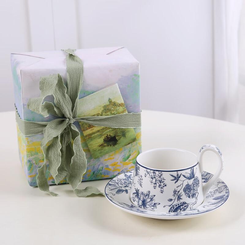 Подарочный набор из винтажной керамической кофейной чашки и блюдца с цветочным узором от Lujiazui.