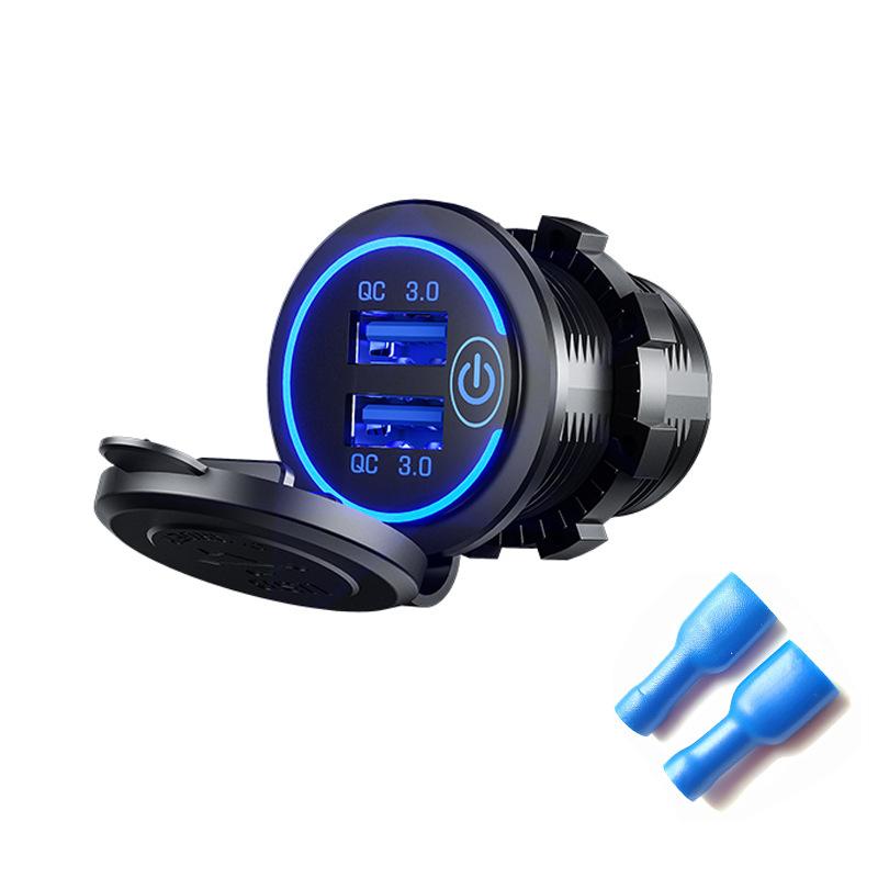 

Kewig 12 В/24 В 36 Вт Двойное автомобильное зарядное устройство USB Гнездо Quick Charge 3.0 Водонепроницаемое быстрое зарядное устройство USB Розетка с сенсорным переключателем синий
