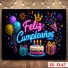 - 1 Piece of 2D Flag - Neon Style Birthday Theme Banner Background, Yzb