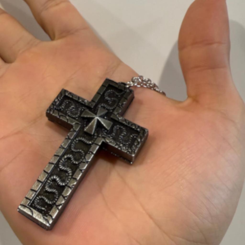 Openable Thanos Cross Cross Necklace with Secret Character Pendant 3D Printed Size 230 [mewin] Necklace, Squid, Game, Cosplay, Men's Compartment,