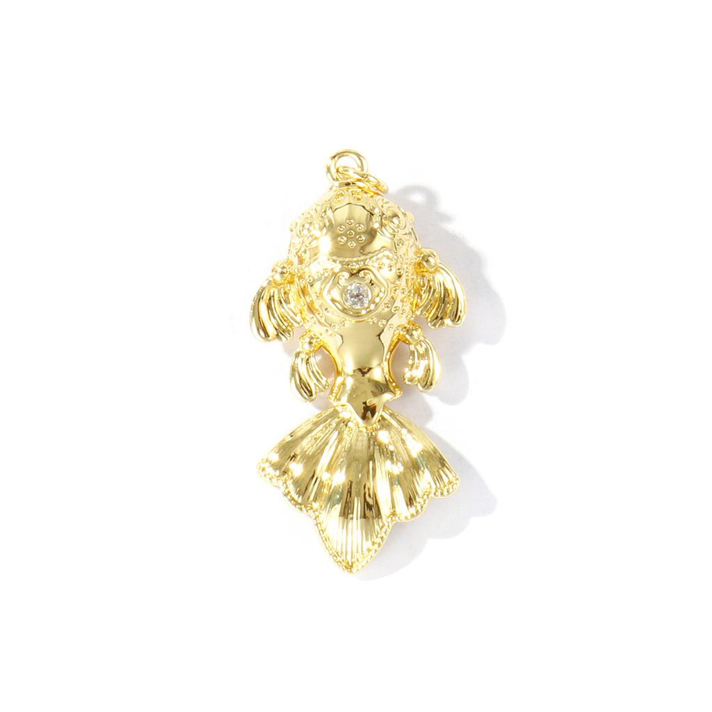 1 Piece Brass Ocean Jewelry Charms 18K Gold Plated Fish Animal Goldfish Pendants For DIY Necklace Jewelry Making Findings