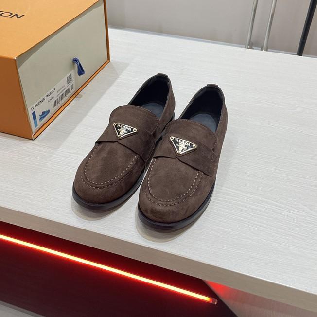 Retro Triangular Buckle Leather Thick-soled Women's Autumn Lazy Small Leather Shoes Thick Heel Single Shoes