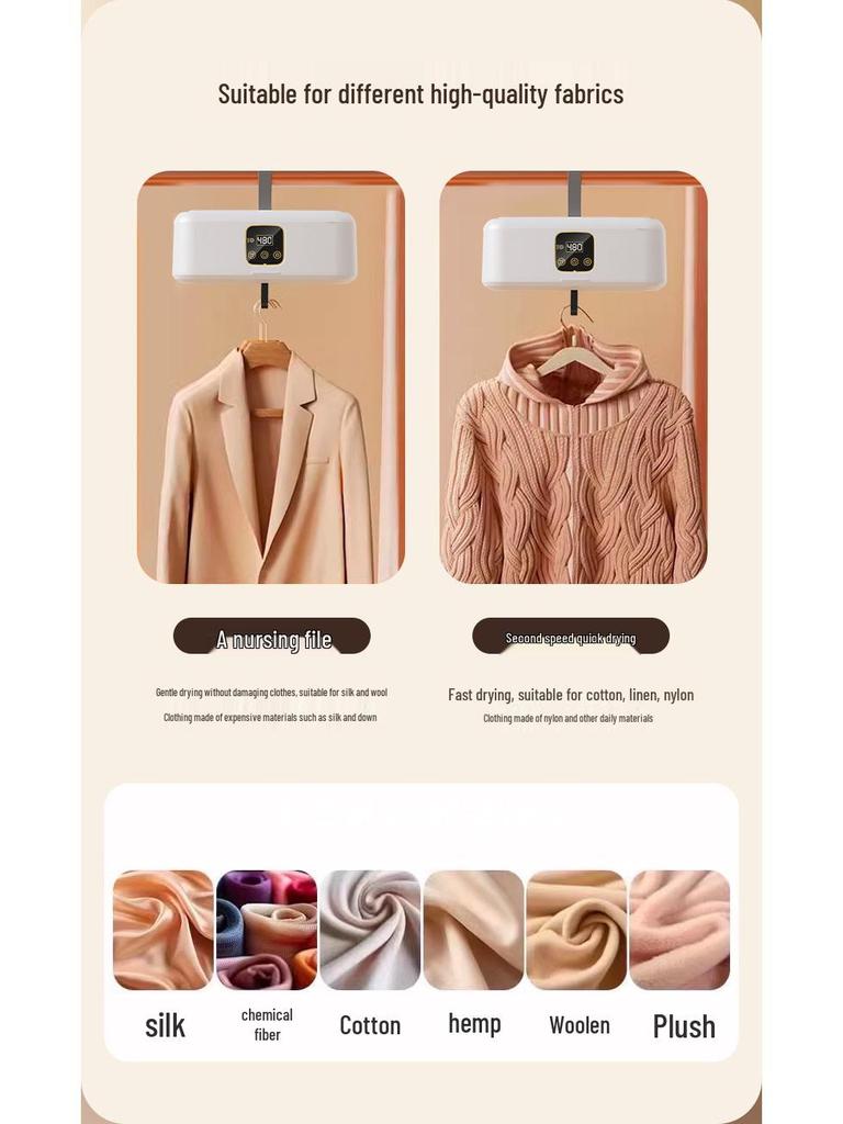 Compact Foldable Clothes Dryer for Baby and Dorm Use with Display Screen