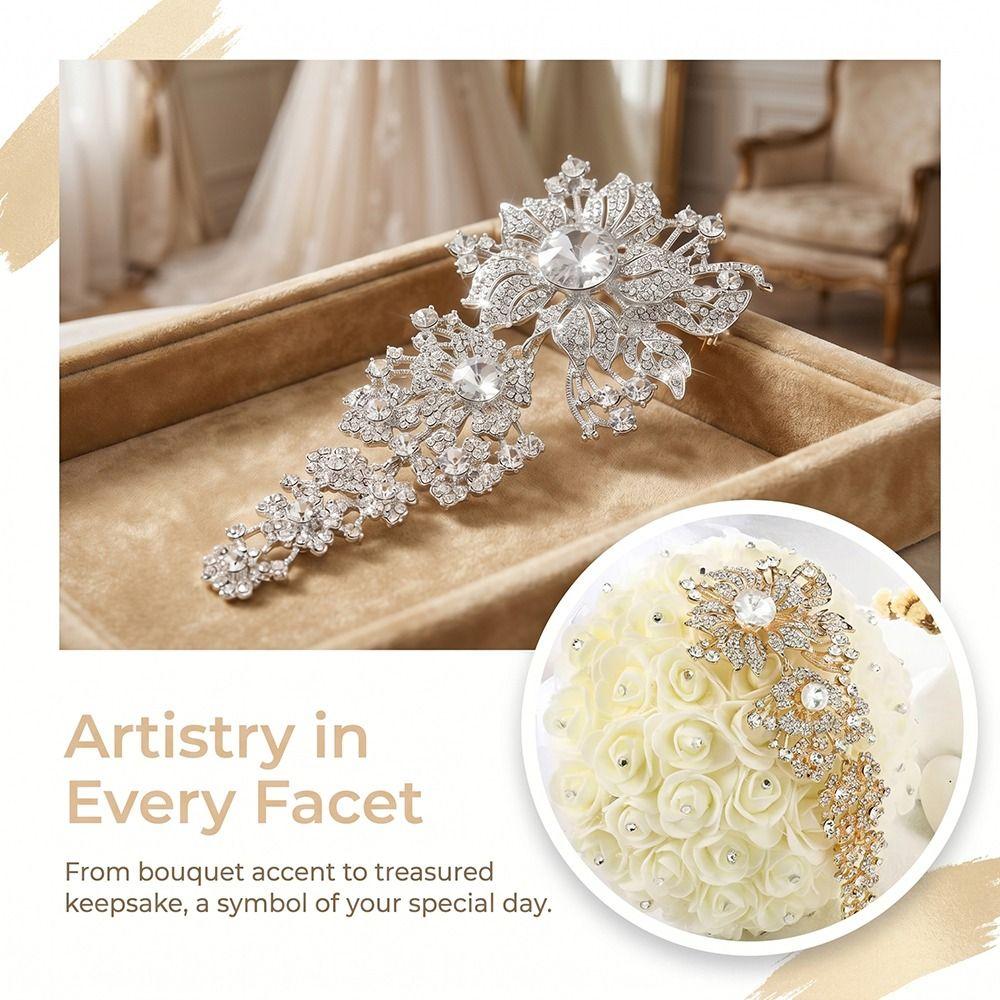Large Size Crystal Rhinestone Brooches Crystal Rhinestones Large Size Brooches Wedding Bouquets
