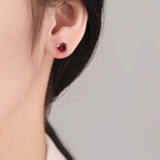 Zirconia Stud Earrings One Carat Main Stone Earrings Hypoallergenic Flat Back Earrings Comfortable Shiny Daily Wear Jewelry for Women Men