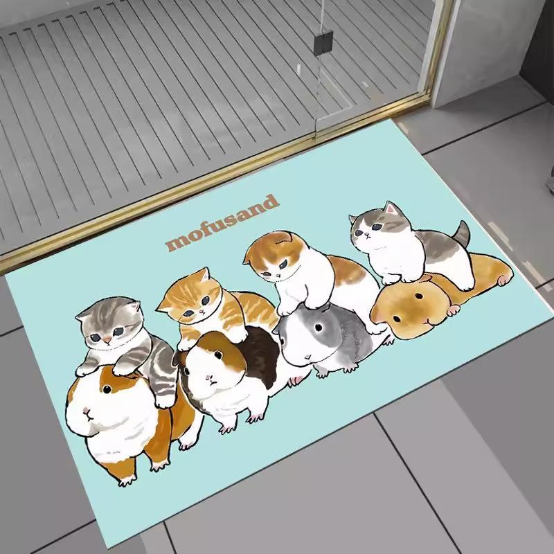 Cartoon Cat Non-Slip Absorbent Quick-Dry Bathroom Mat