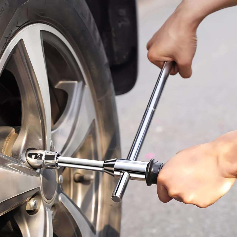 16''Extended Lug Wrench with Blow Storage Case 4 Way Wheel Nut Wrench with Standard Sockets(17mm 19mm 21mm&23mm)Tire Iron Wrench