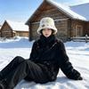 Women Thickened Warm Ear Protection Faux Fur Wide Brim Adjustable Fisherman Bucket Hat