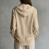 Women's Casual Long Sleeve Hooded Shirt with Drawstring, Wooden Buttons and Patch Pockets - Loose Fit