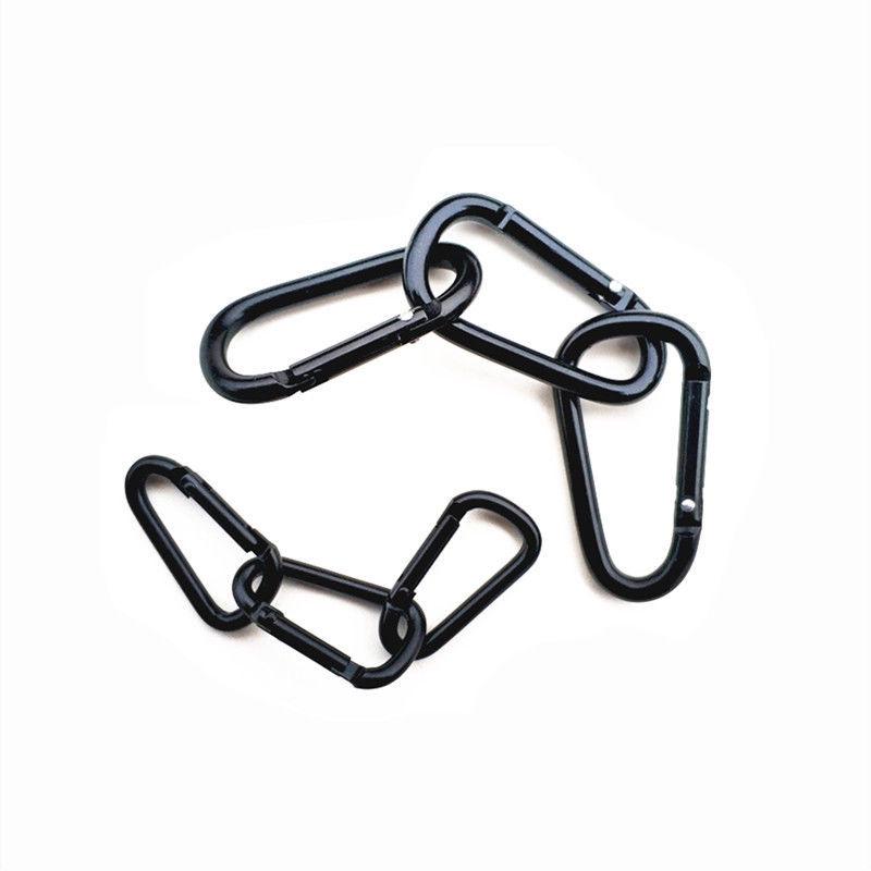 D-Shaped Aluminum Alloy Carabiner with All-Black Electrophoretic Finish (Sizes 4-8)
