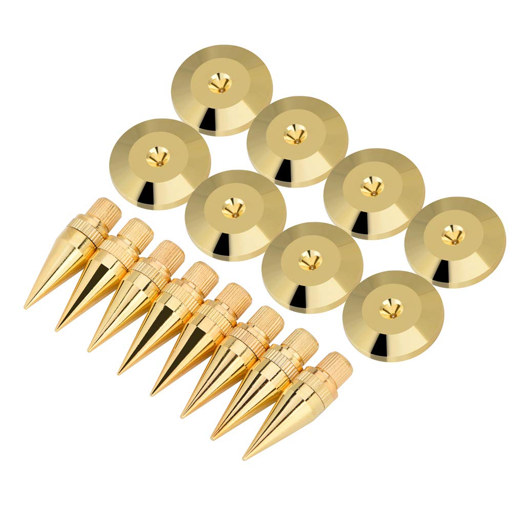 Insulator Gold 6mm x Noise Audio Shock for Musical Instruments Spikes, 8-Pack, Metal, Plated, 36mm, Reduction, Adjustable, Insulators, Resistant,