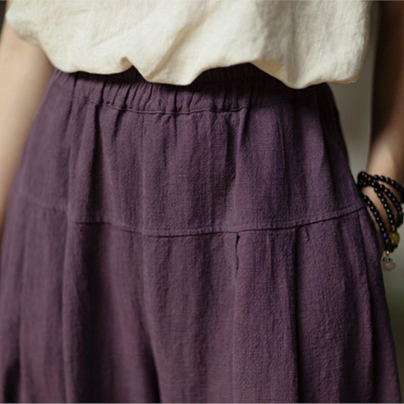 Johnature Women Vintage Bloomers Pants Solid Color Loose Trousers Autumn Pockets Patchwork Long Pants