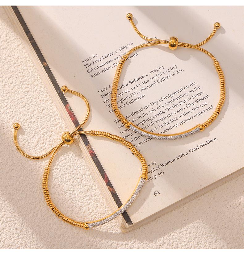 Elegant Women's Titanium Steel Adjustable Abacus Bead Bracelet – Gold-Plated and Non-Fading