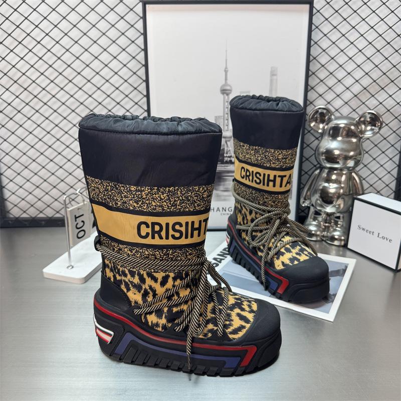 

Warm high boots, ski boots, trendy winter brand, high-end women s platform, and heightened snow boots 40 леопардовий