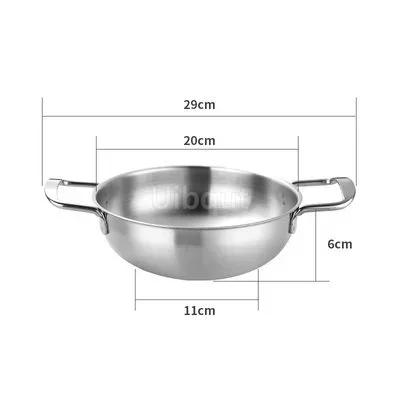 Stainless Steel Gold Golden Seafood Rice Pot Home Cooking Paella Pan Picnic Snack Plates Cookware Saucepan Dry Pots with Handle