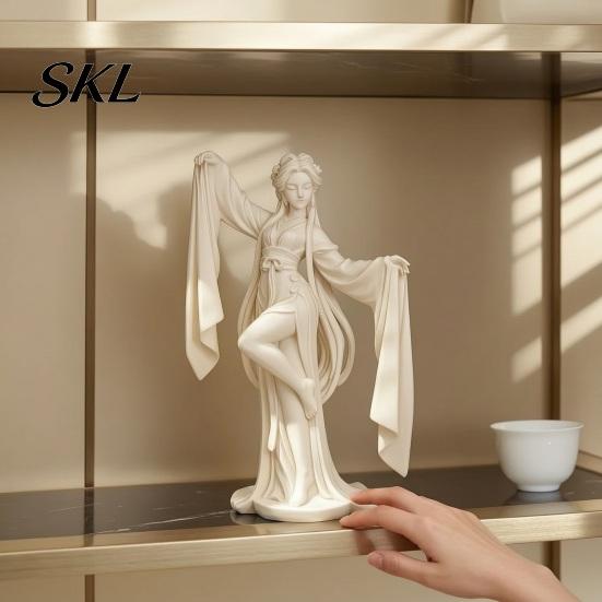 Traditional Chinese Home Decor 3D Printed Ancient Dancer Ornament, Elegant Flowing Water Sleeve Figurine, Style Dancing Girl Ornament Oriental
