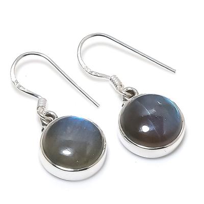 Natürlicher Labradorit Edelstein 925 Massiv Sterlingsilber Geschenk Ohrring 1.25" q4G74