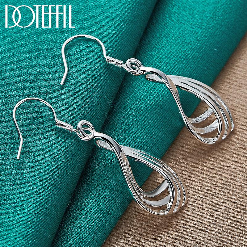 925 Sterling Silber Drei ovale Ohrringe, Bezaubernder Schmuck