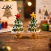 Artistic Colored Glaze Figurine Handmade Glass Mini Christmas Tree Figurine, Blown Tabletop Ornament with Small Souvenir for Star Topper, Desktop