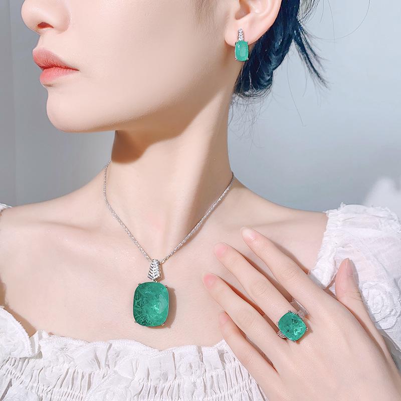 Huayei Jewelry Set Earrings Necklace Ring Paraiba Style High Sense Women'S Batch