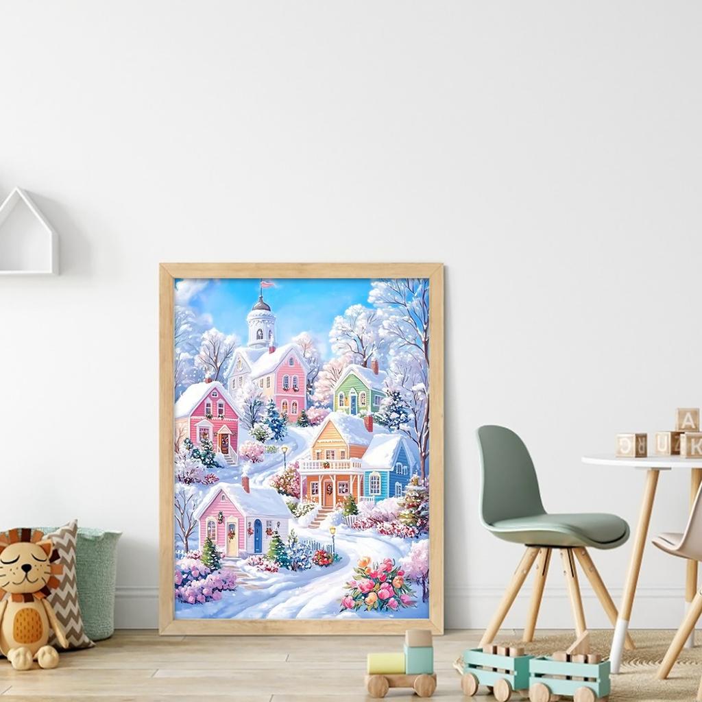 Winter Cabin Full 11CT DIY Stamped Cross Stitch Kits 40x55cm Embroidery Needlepoint Starter Kits for Adults Home Decor