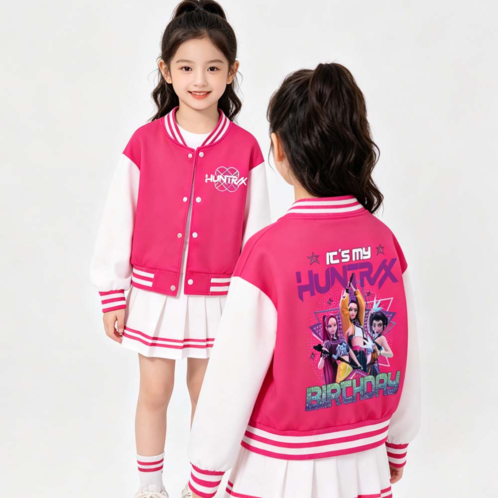 Kpop Demon Hunters Costume Zoey Mira Print Baseball Uniform Autumn Long Sleeve Jacket Coat Fans Gift For Kids