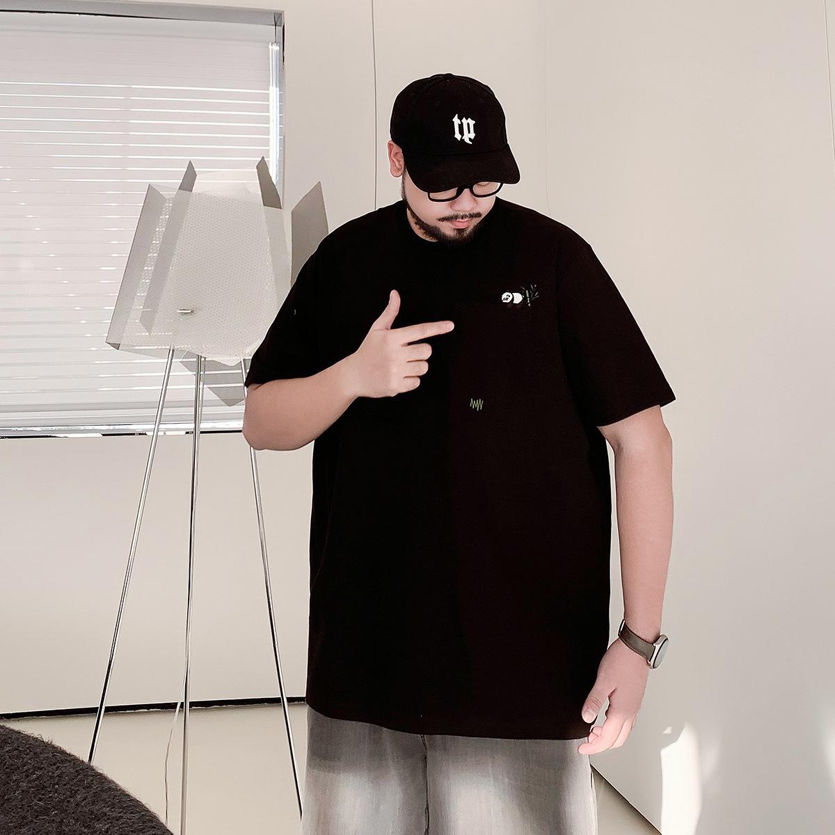 

Вышивка Легкий Мягкий Спортивный Повседневный Сто Процентов Эластичный Крой Без Морщин Свободный Мужской Модный Топ с Коротким Рукавом Удобная Футболка 2XL чёрный