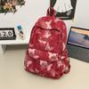 Women's Butterfly Printed Backpack Corduroy Student School Bag Large Capacity Class Backpack