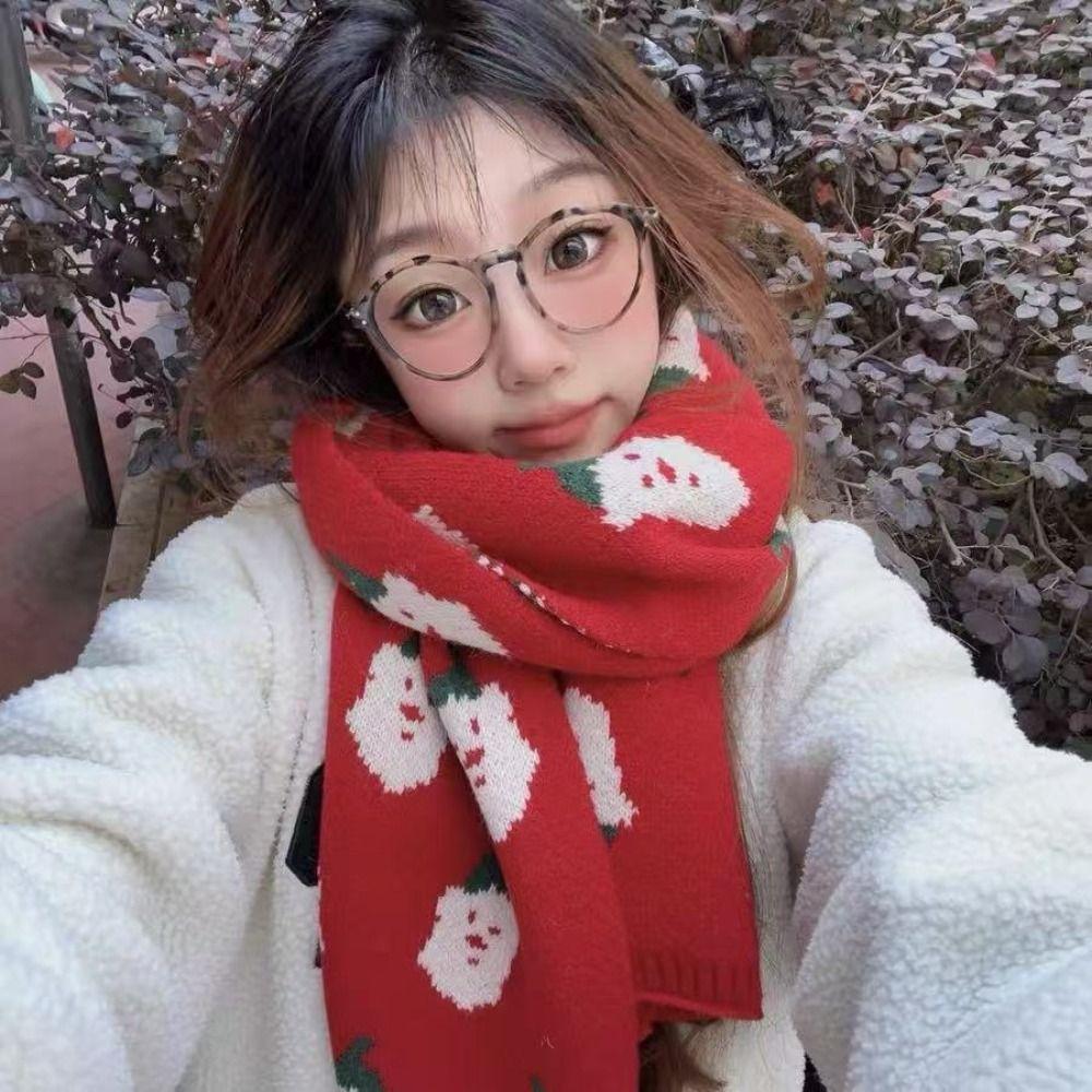 Cute Christmas Tree Jacquard Christmas Women Scarf Santa Claus Keep Warm Knitted Scarf Winter Knitted Scarves Couple Gift