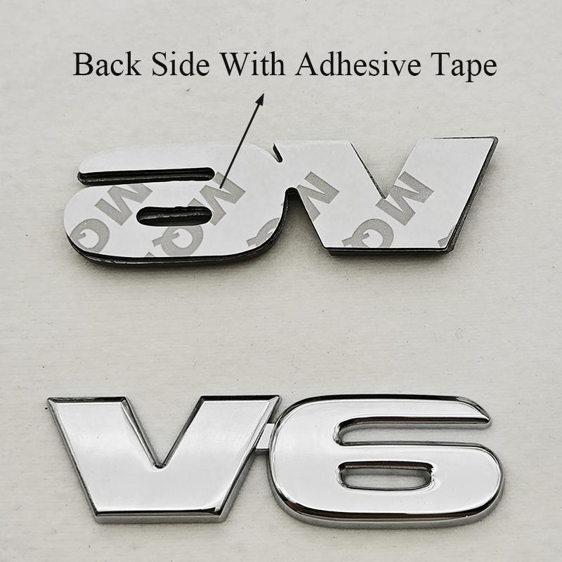 3D Metal Car Styling V6 Engine Logo Front Grille Badge Rear Trunk Emblem Side Fender Sticker Car Body Auto Exterior Accessories