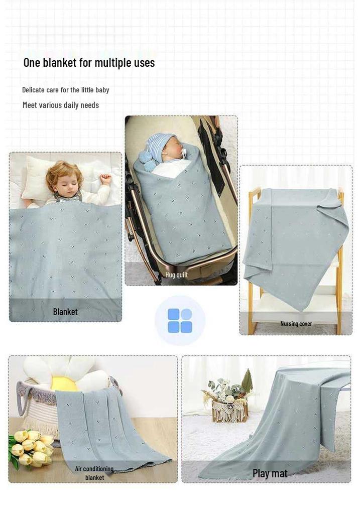 Breathable Pure Cotton Knit Baby Swaddle Blanket for Newborns