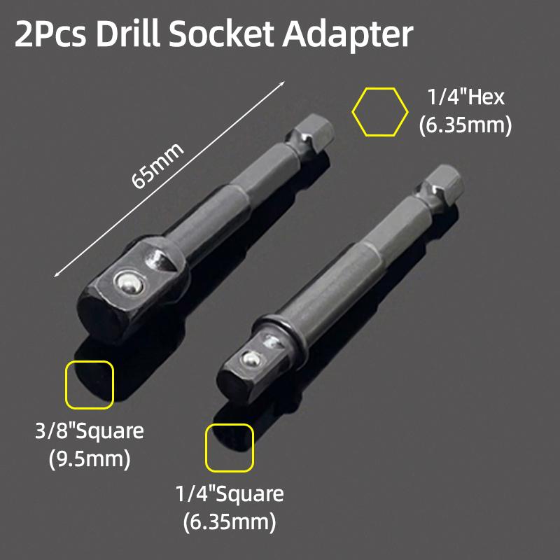 Double Head Square Tap Die Socket Adapter Set Taps Reamer Extractor 1/4" 3/8" Socket Driver Thread Repair Electric Drill Tools