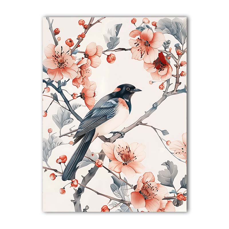 Nordic Wall Art Bird & Flowers Chinese Style Canvas Painting Modern Style Poster Prints Bedroom Living Room Wall Decor