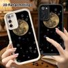Phone Case: 2D Flat, Suitable for Samsung Galaxy A34 A35 M05 M06 S20 S22 S21 FE Plus 5G Protective Case, Golden Full Moon, Perfect Christmas and Hallo