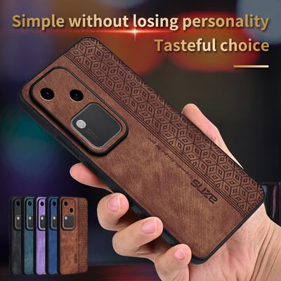 Pro Vivo V30 5G Zadní kryt S kůží na dotek Nárazuvzdorné kožené pouzdro na telefon Pro Vivo V30 Coque Capa Bumper