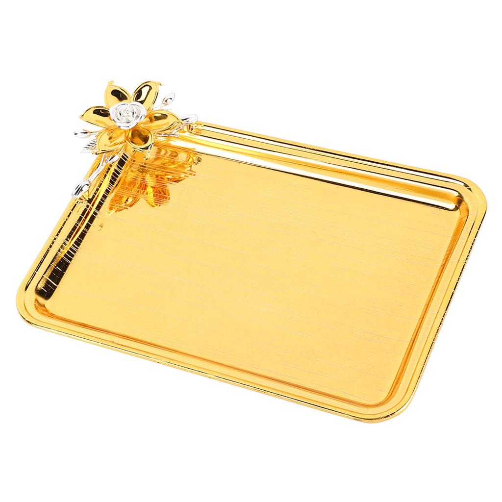 Table Serving Tray European Style Light Luxury Decorative Rectangular Food Service Tray with Floral