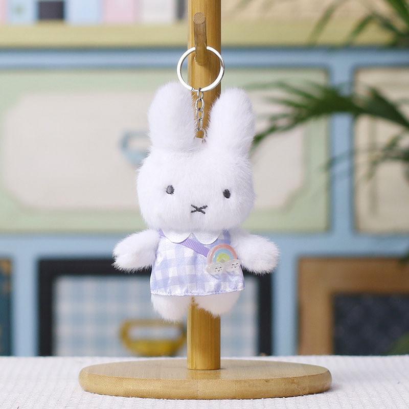 Plush Bunny Keychain With Cartoon Gingham Dress For Kids And Adults