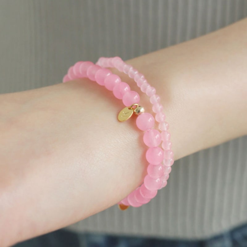 

modernlike 14k gold pink amethyst gemstone bracelet 6mm Yellow Gold