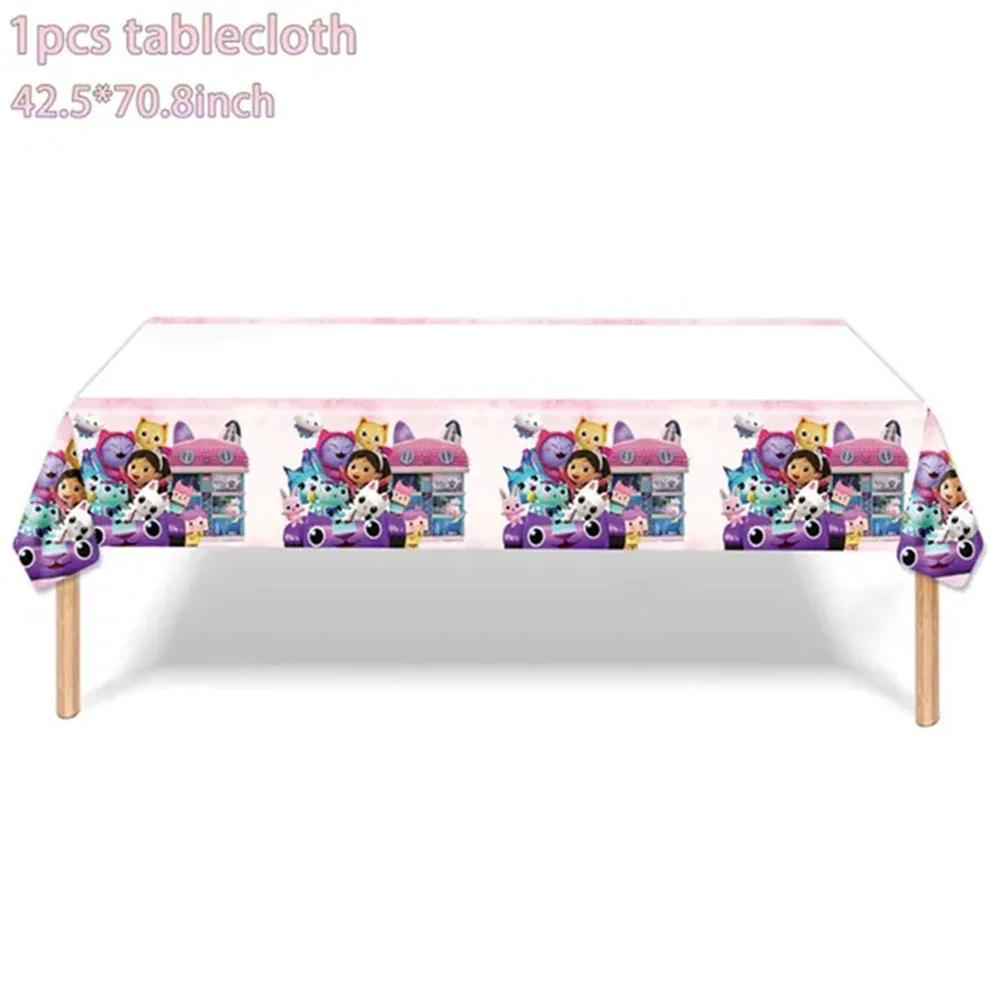 Gabby Dollhouse Party Tablecloth Kids Birthday Supplies Gabby Dollhouse Cats Decorations Tablecover for Boys Girls Baby Shower 1PCS