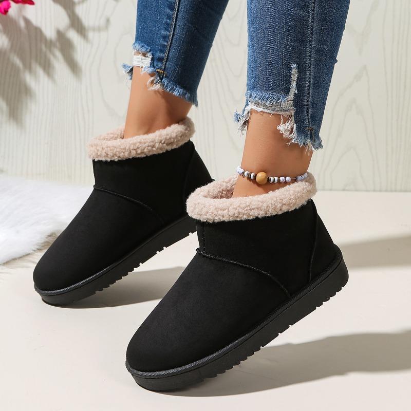 Cross-border Autumn and Winter New Flat-bottomed Matte Snow Boots Women's Fleece Thickened Non-slip Warm Short Boots Wholesale