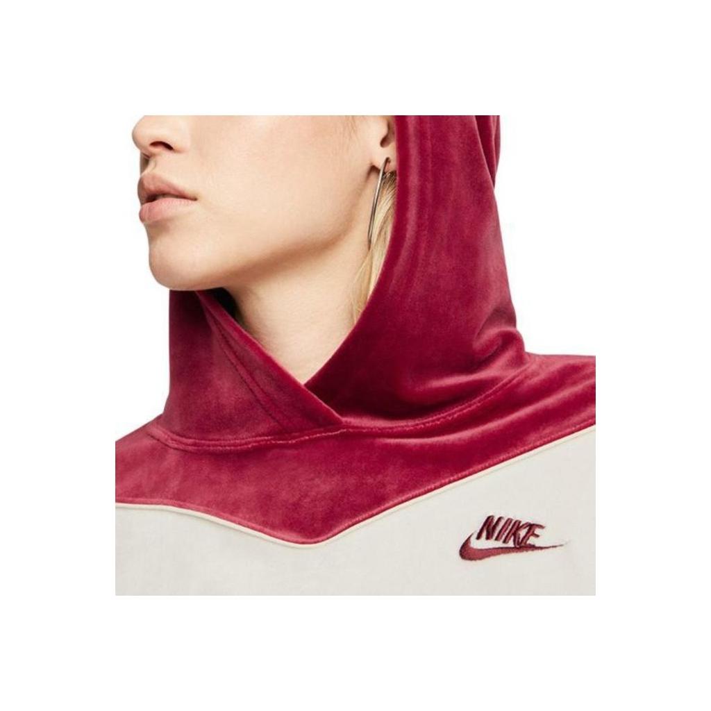 Nike Spliced Hooded Pullover Knit Crop Sweatshirt Women Tops Red BV5055-677