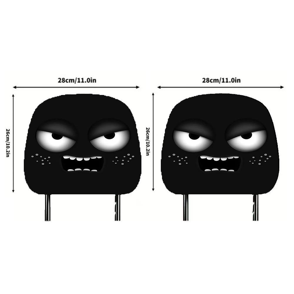 Nya 2 st Svarta Parodi Bil Dekoration Nackstödsskydd Festlig Atmosfär Rolig och Kreativ Dubbelsidigt Tryckt Nackstöd
