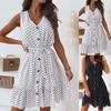 Летнее платье без рукавов с высокой талией женское женское V-образным вырезом свободное платье для отпуска