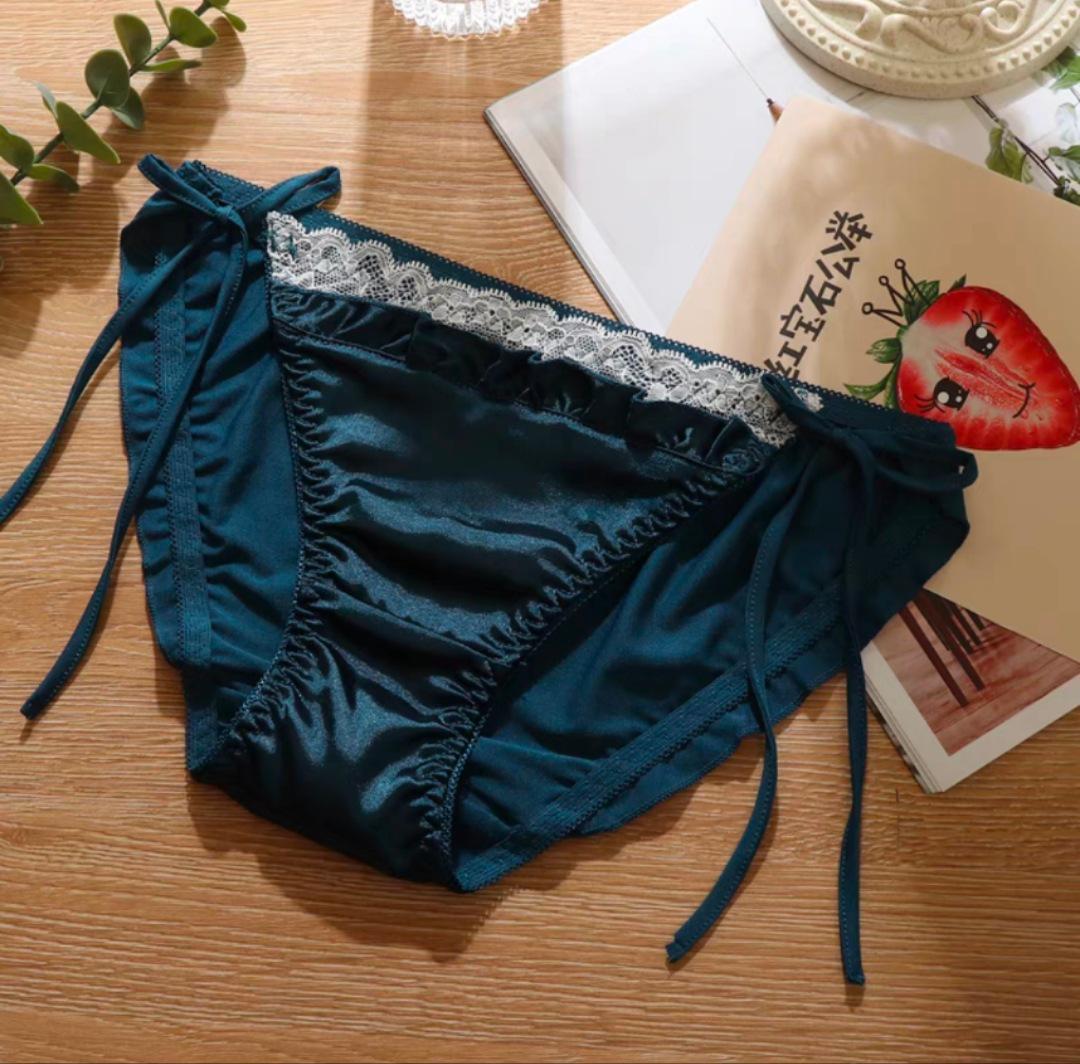 

2022 Новые Сексуальные Кружевные Трусики Большого Размера Со Шнуровкой и Низкой Посадкой - Милый Треугольный Стиль с Бандажом для Женщин и Подростков 4XL for 80-100 kg павлин голубой