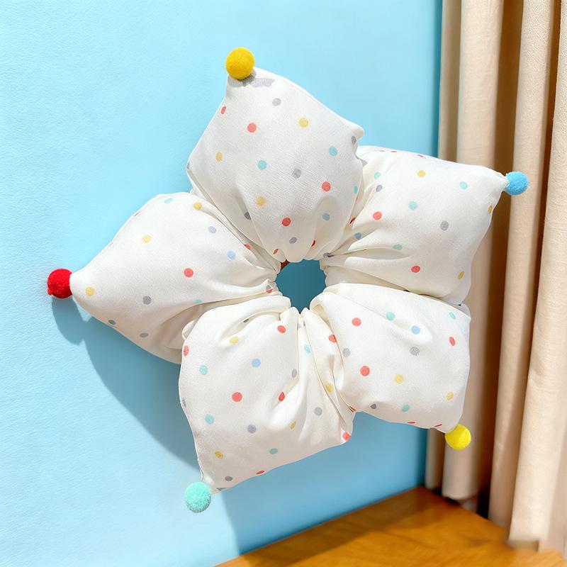 Polka Dot Star Sponge Scrunchie Hair Tie for Women