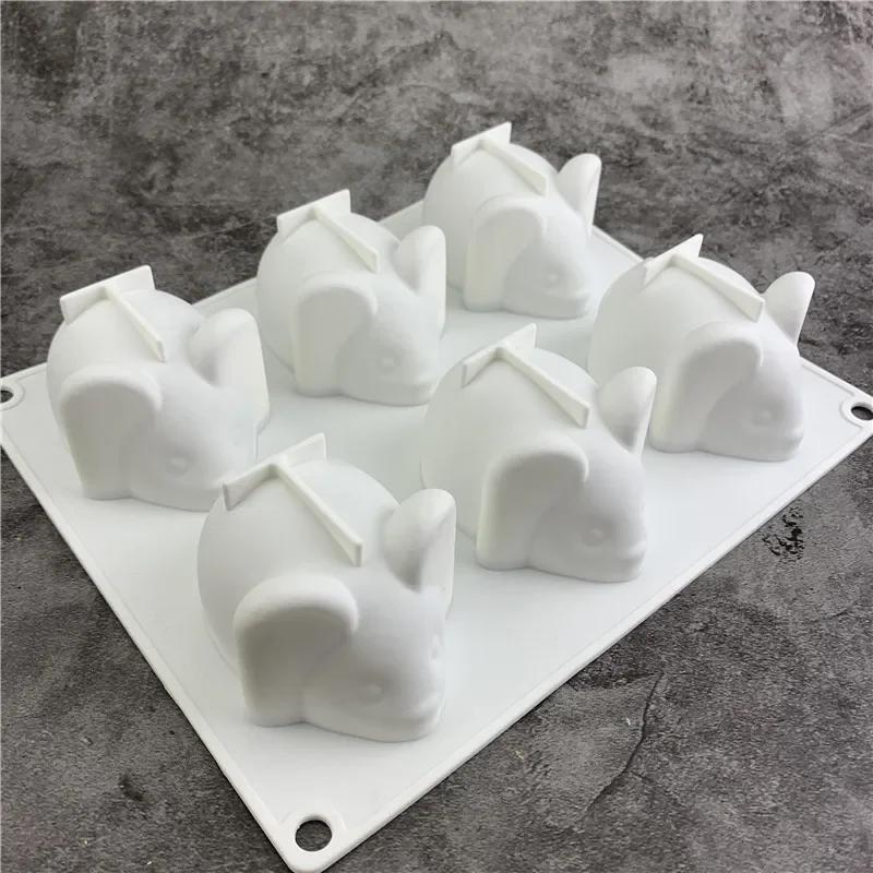 

Cute Hamster Shaped 6 Grid Cake Dessert Chocolate Silicone Mold DIY Soap Candle Pastry Making Molds Household Baking Accessories