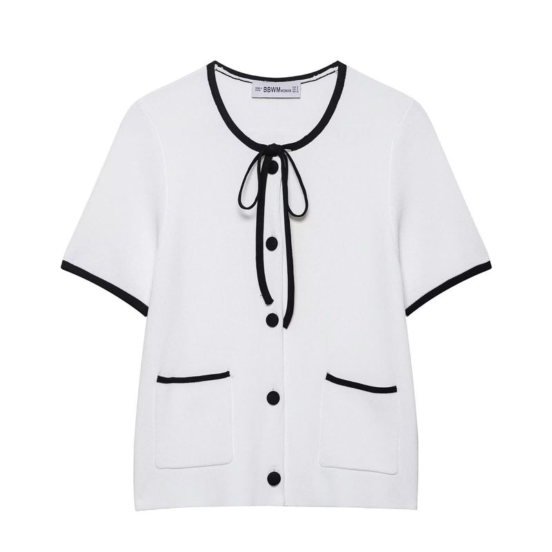 Araltay New Arrival Fashion Style Women's Clothing Fashion All-Match Minimalist Contrast Color Trim Knitting Outwear 5536192