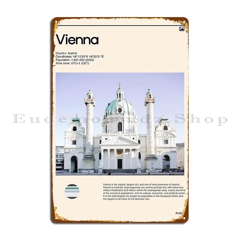 Visit Vienna Austria Travel Poster Metal Sign Party Designs Retro Create Club Tin Sign Poster 20x30cm(7.8x11.8inch)