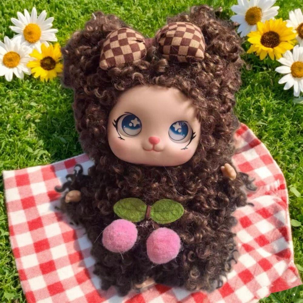 Portachiavi Bambola in Vinile Personaggio Cartone Animato Capelli Ricci Faccia in Vinile Bambola di Peluche Ciondoli da Appendere Bambine Donne